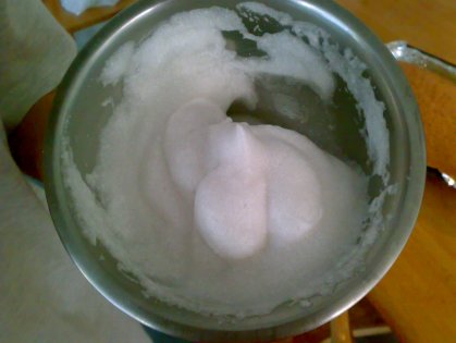 denatured protein of egg white + sugar (self made icing)